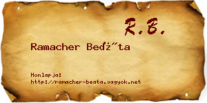 Ramacher Beáta névjegykártya